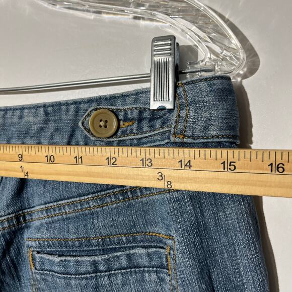 Vintage Old Navy Low Waist Bootcut Stretch Button Pocket Blue Jeans Womens 4 - Picture 5 of 8